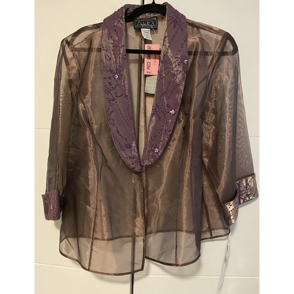 NWT Alex Evenings Maxi Dress Womens Plus Petite 20WP Amber Shimmer Beaded Gown - Picture 6 of 16